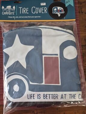 Life is Better at the Campsite Tire Cover - Navy, White, Red